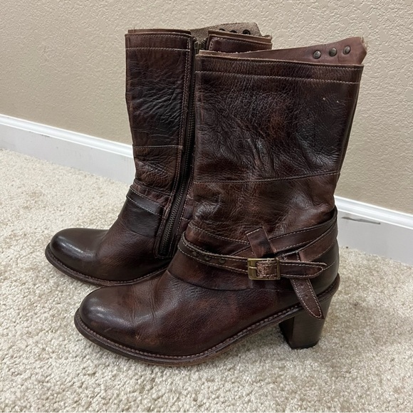 BED STU Benchmade Distressed Brown Leather Boots Cobbler Series Size 10 side zip - Picture 1 of 16
